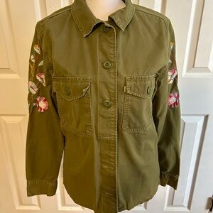 Levi's Olive Utility Jacket with Floral Embroidery